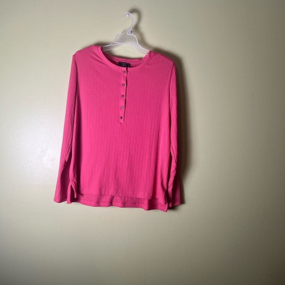 Pink Button-Up long sleeve Women's Top